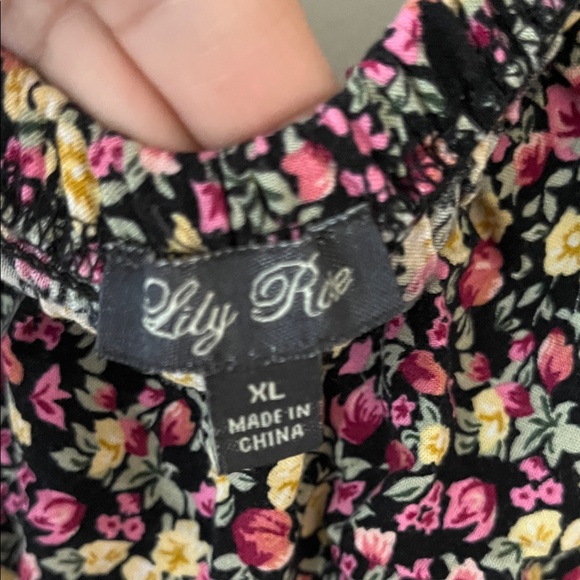 Lily Rose Black Dress with Pink and Yellow Floral - Picture 2 of 3